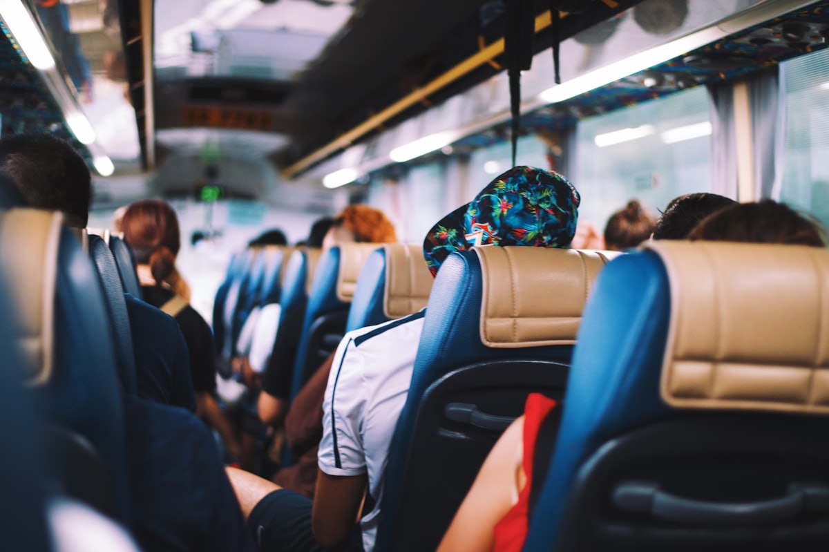 Passengers settled into their seats on a long-distance coach